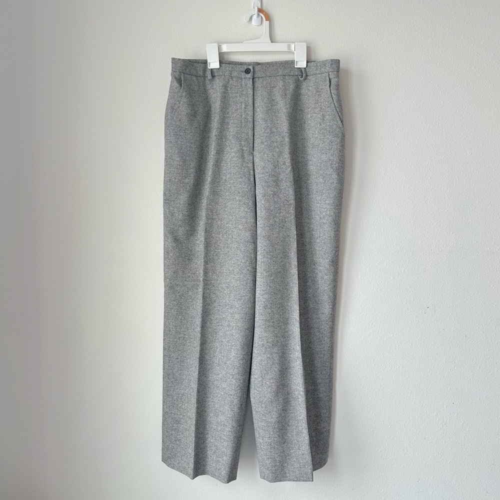 Lauren// Woman’s Cashmere Wool Wide-leg Tweed slacks  Gray Size 16